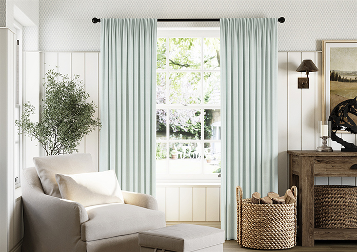 Akoya Faux Silk, Lustre Ice Blue - Made to Measure Curtains - Image 3